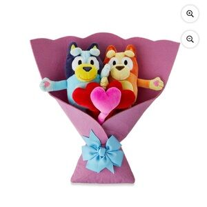 Bluey & Bingo Plush Bouquet with Hearts